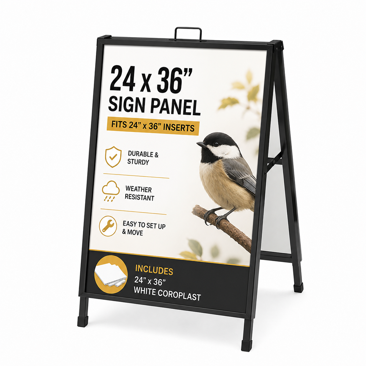 Black Metal A-Frame Sidewalk Sign Holder | Outdoor Commercial Sign ...
