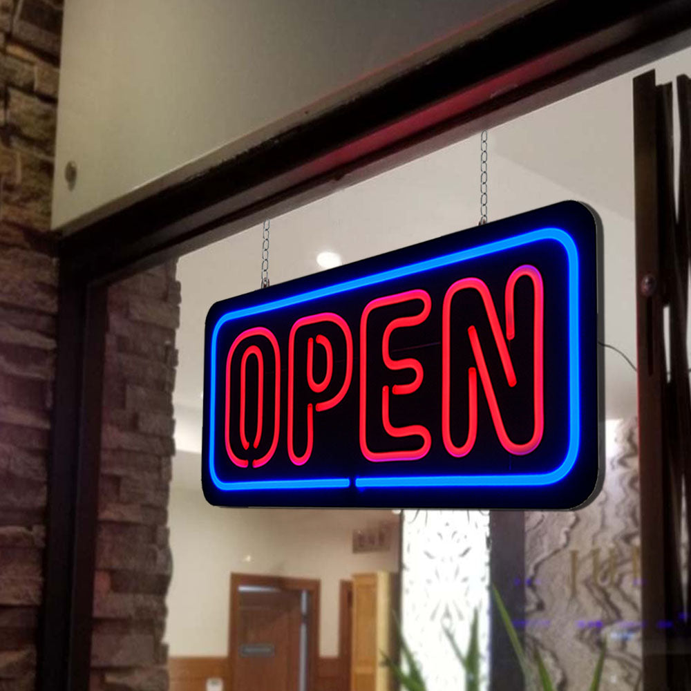 Blue/Red LED Plastic Neon Open Sign – Bright, Energy-Efficient Storefront Display