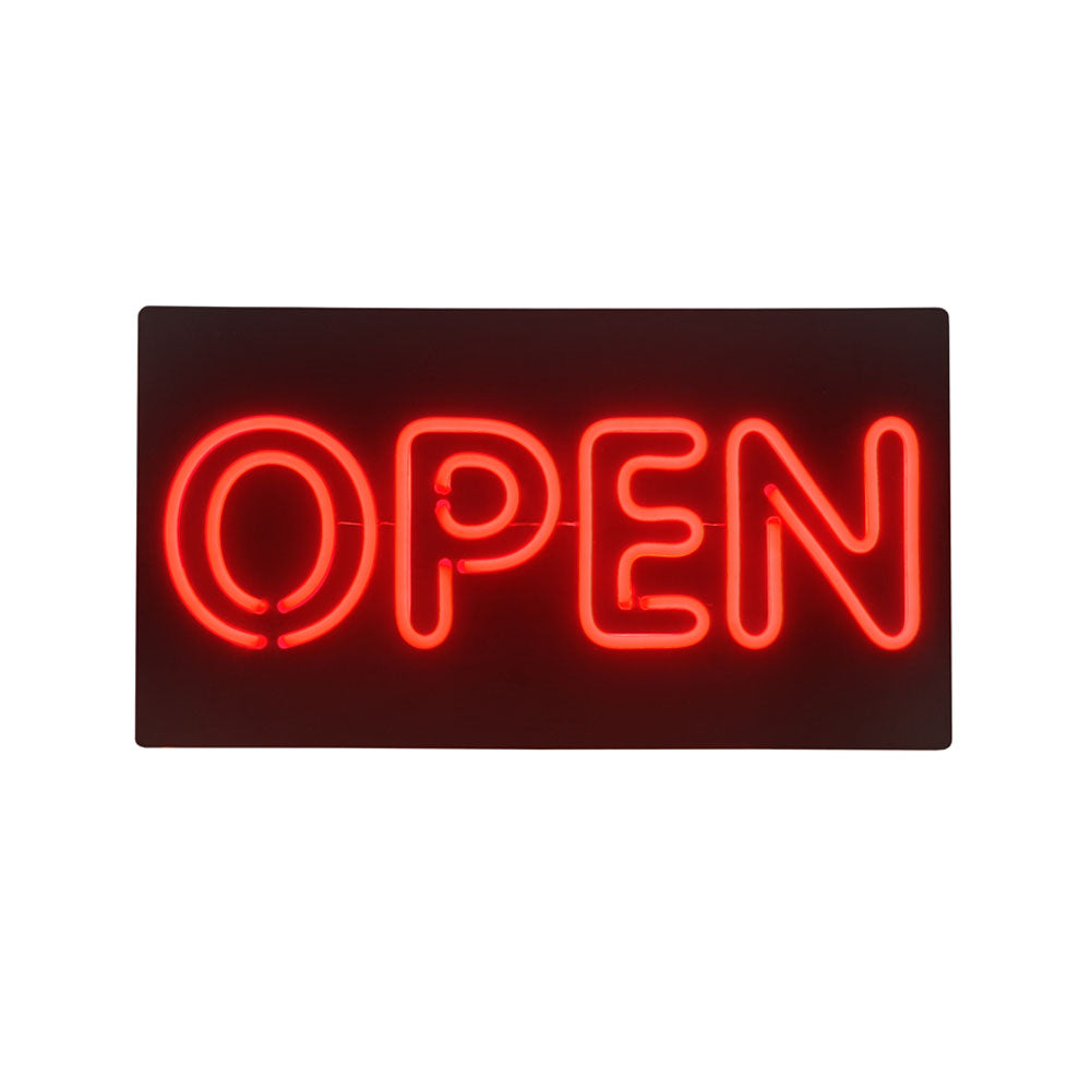 LED Open Plastic Neon Sign – Black/Red OPEN2014B – Energy-Efficient Storefront Display