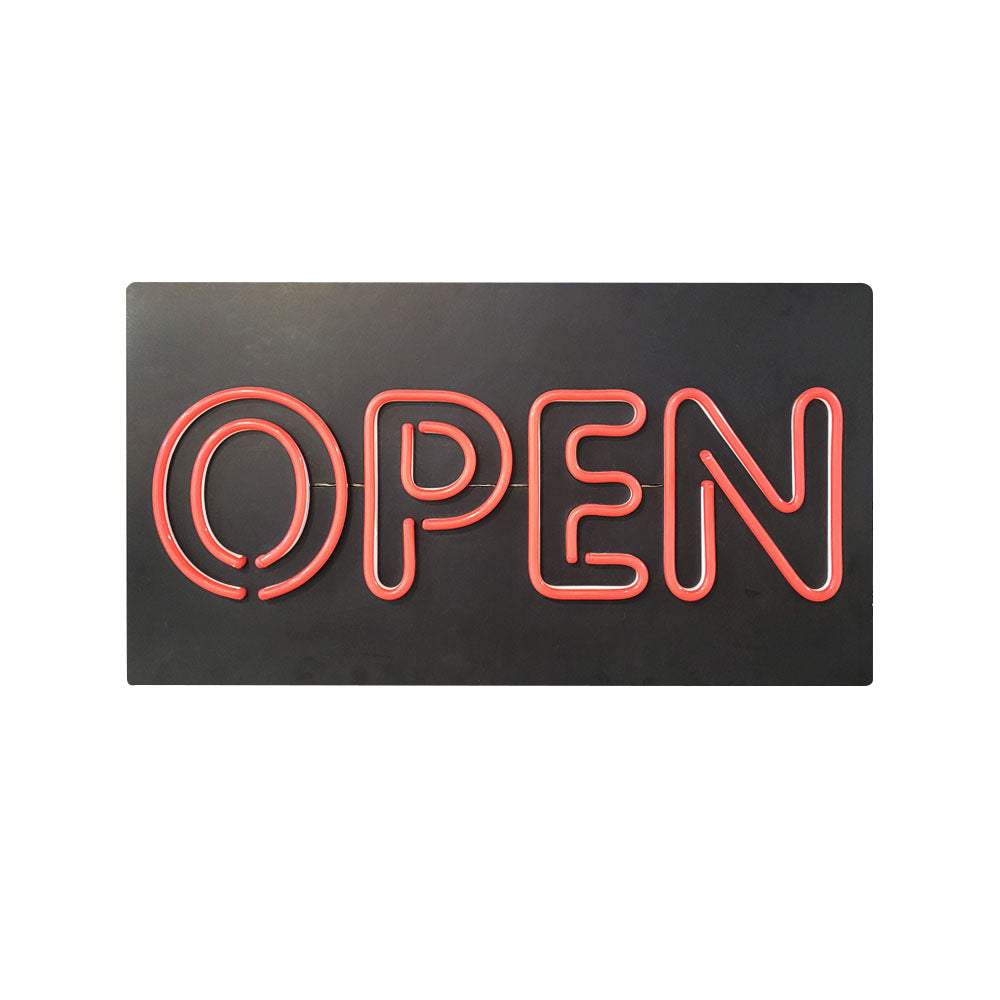 LED Open Plastic Neon Sign – Black/Red OPEN2014B – Energy-Efficient Storefront Display
