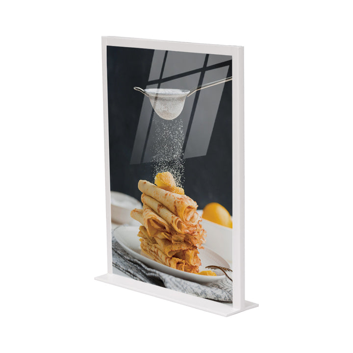 Countertop Metal Sign Holder – Steel Display Stand for Retail Counters & POS, Black or White, Sizes 4″×6″ / 5″×7″ / 8.5″×11″