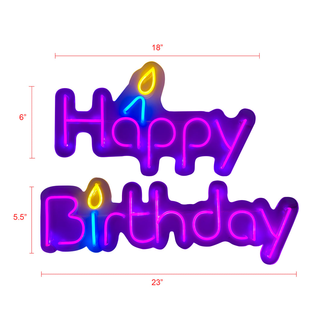 Happy Birthday Plastic Neon Sign – Vibrant LED Lighted Sign for Party & Celebration Decor #HBD