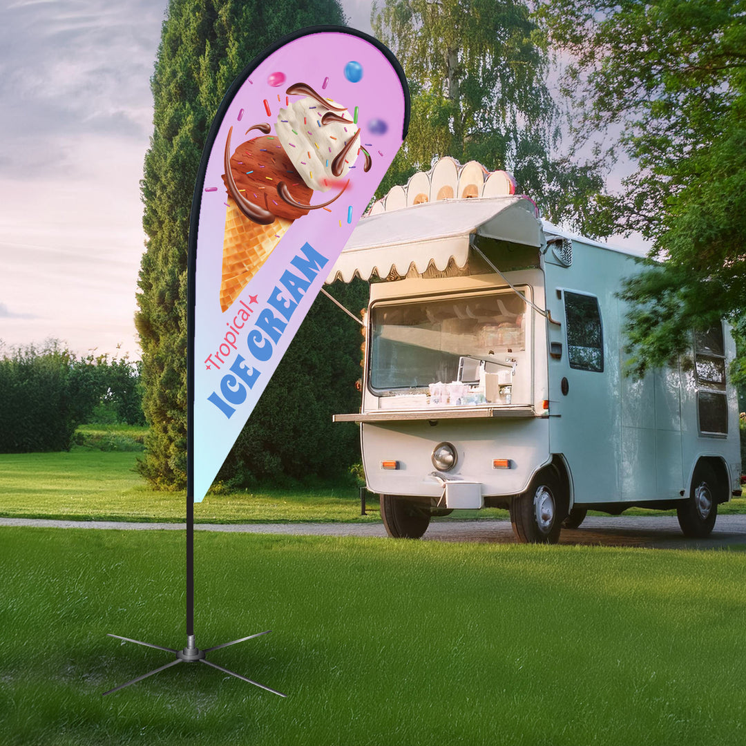 Custom Outdoor Flag – Promotional Advertising Banner with Pole & Base (7'H)