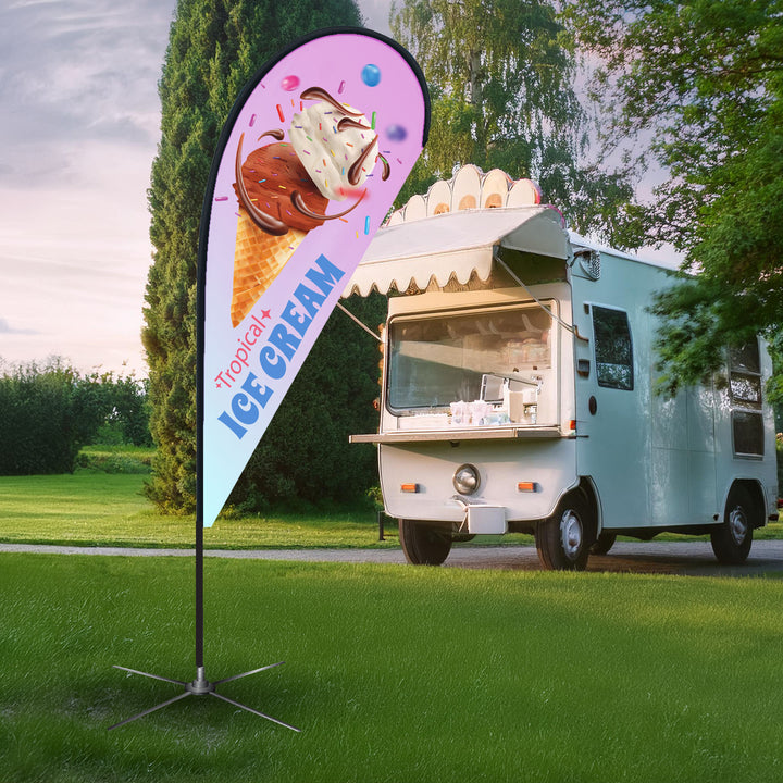 Custom Outdoor Flag – Promotional Advertising Banner with Pole & Base (7'H)