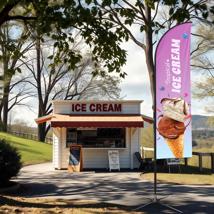 Custom Outdoor Flag – Promotional Advertising Banner with Pole & Base (7'H)