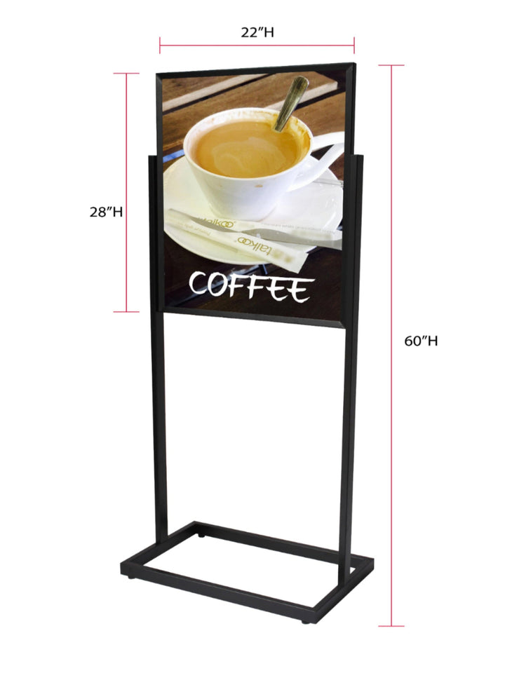 Single-Tier Floor Standing Sign Holder – 22" x 28" Double-Sided Poster Display Stand, Heavy-Duty Metal Frame