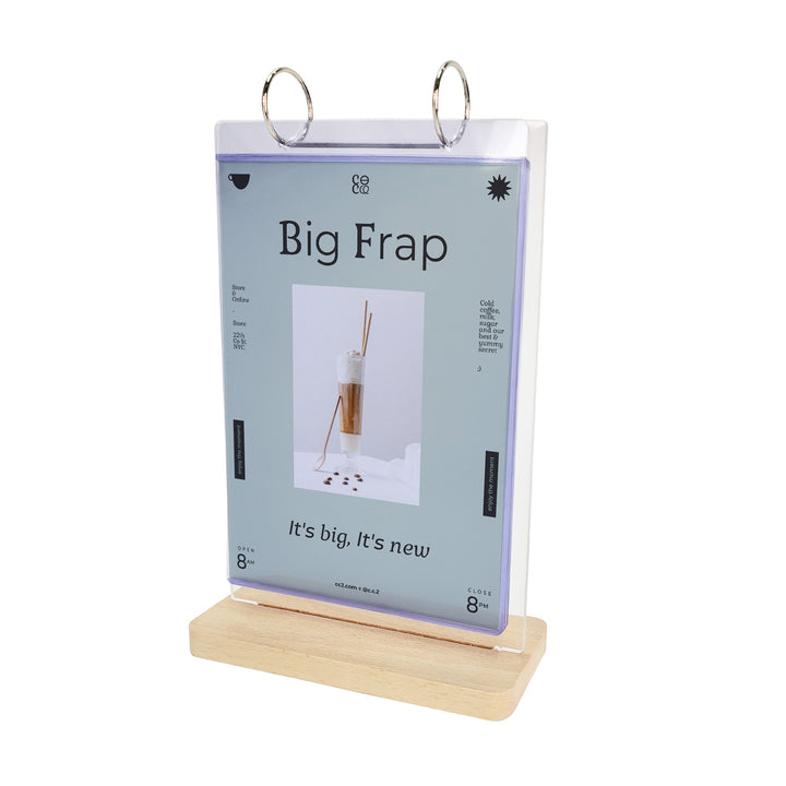 Flip Pocket Holder 5¾”W x 8”H – Clear Acrylic Display Stand for Documents, Menus & Flyers - CTSW011