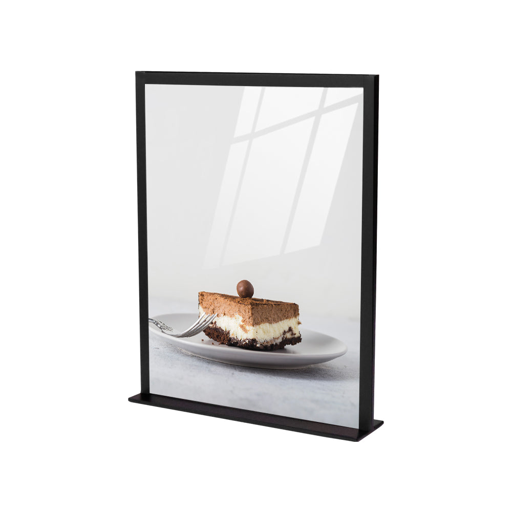 Countertop Metal Sign Holder – Steel Display Stand for Retail Counters & POS, Black or White, Sizes 4″×6″ / 5″×7″ / 8.5″×11″
