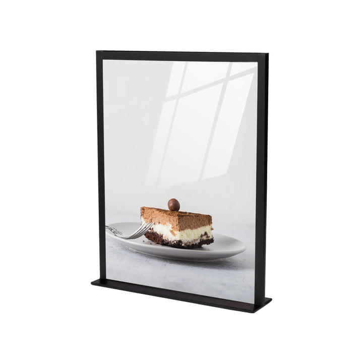 Countertop Metal Sign Holder – Steel Display Stand for Retail Counters & POS, Black or White, Sizes 4″×6″ / 5″×7″ / 8.5″×11″