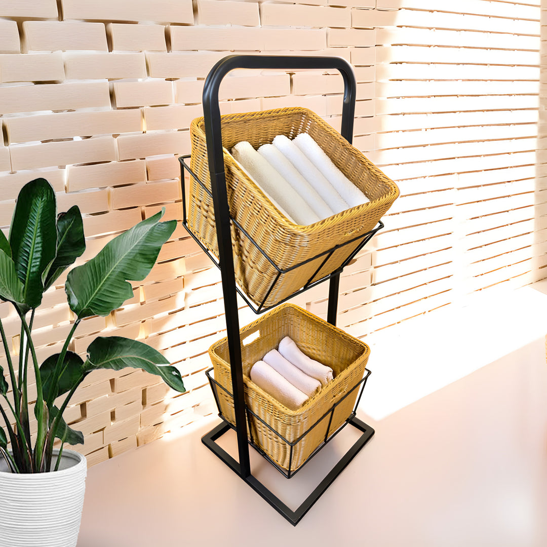 Oxford Wicker Basket Stand – Sturdy Freestanding Display for Retail & Home Organization #GWBS015