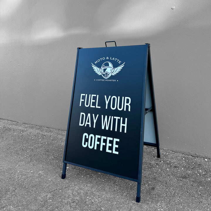 Black Metal A-Frame Sidewalk Sign Holder – Durable Outdoor Advertising Stand #SQT