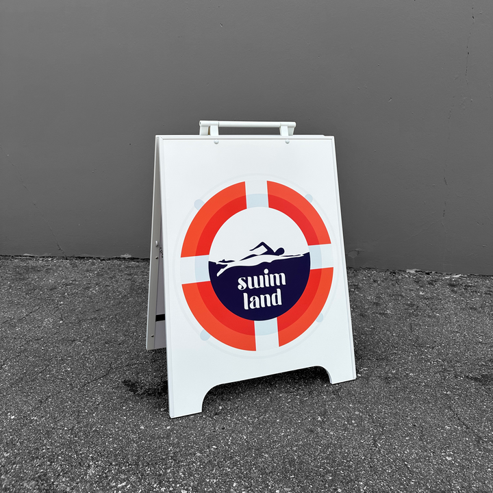 White PVC Plastic Sandwich Board Sign - Durable Outdoor A-Frame Sidewalk Sign Holder