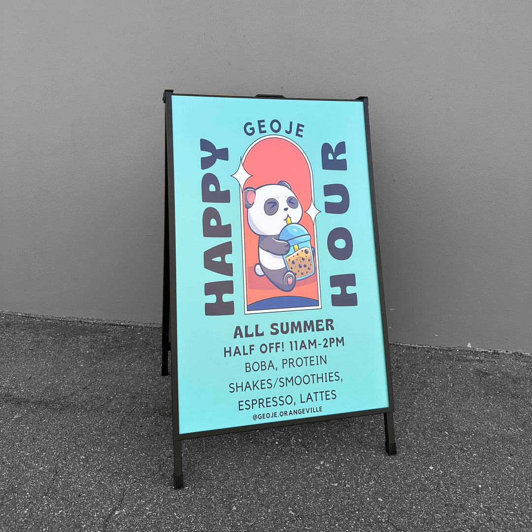 Black Metal A-Frame Sidewalk Sign Holder – Durable Outdoor Advertising Stand #SQT