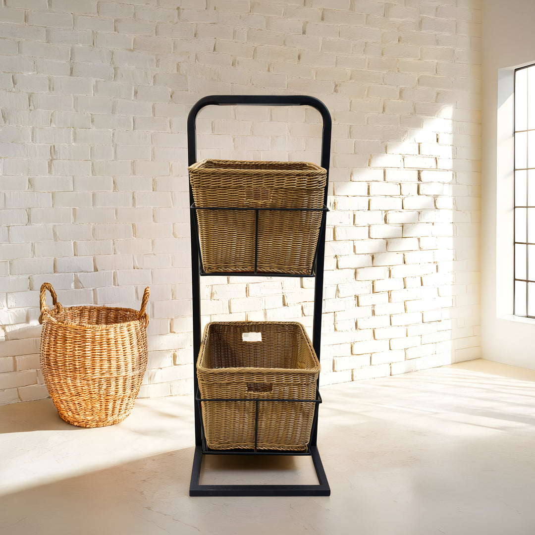 Oxford Wicker Basket Stand – Sturdy Freestanding Display for Retail & Home Organization #GWBS015