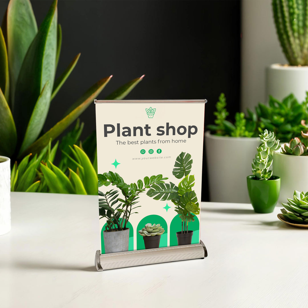 Mini Countertop Banner Stand – Tabletop Display for Retail and Event Marketing