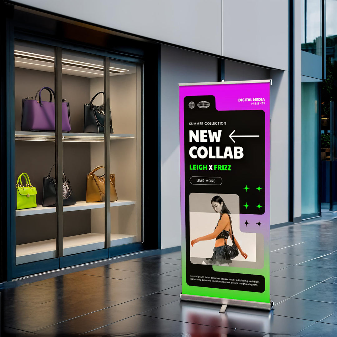 Roll-Up Banner with Printing 32”W x 79”H – Customizable Trade Show Display #R-002