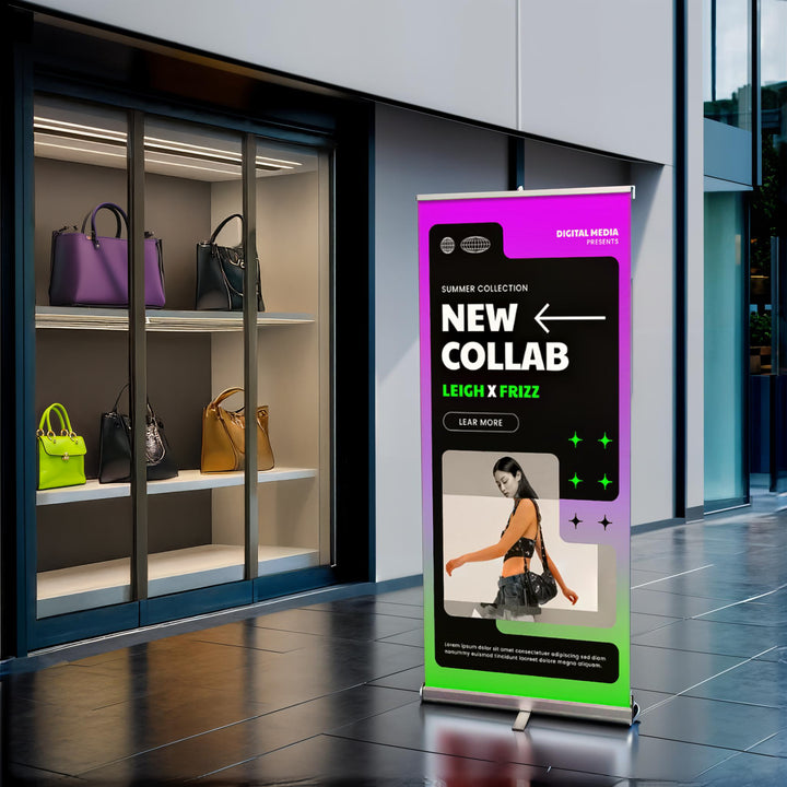 Roll-Up Banner with Printing 32”W x 79”H – Customizable Trade Show Display #R-002