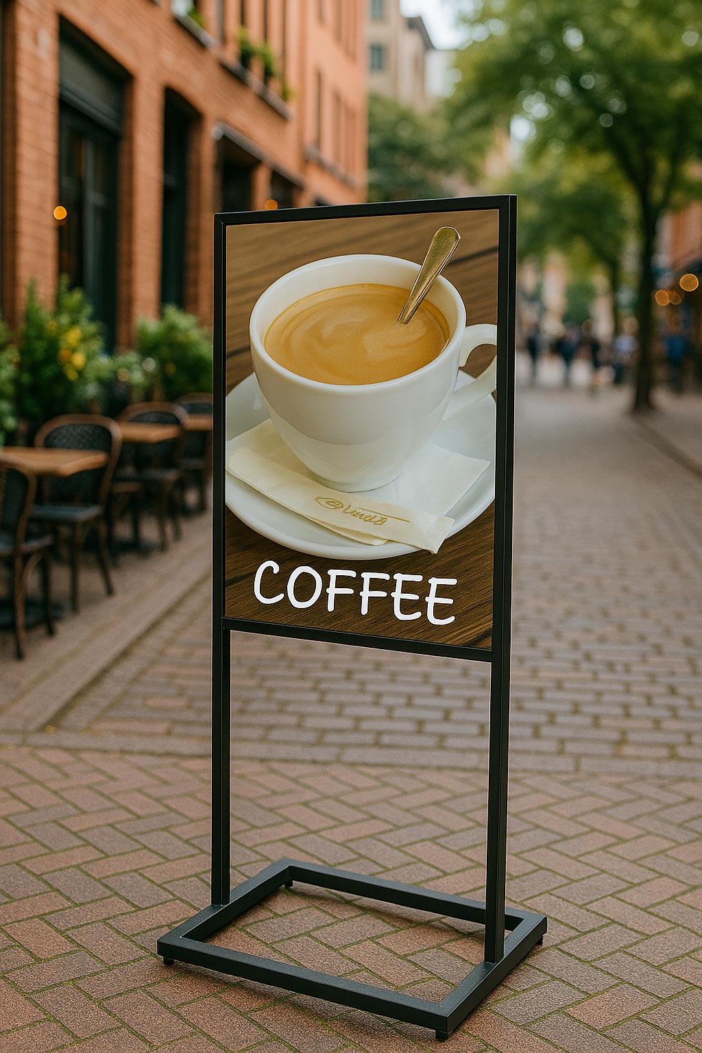 Single-Tier Floor Standing Sign Holder – 22" x 28" Double-Sided Poster Display Stand, Heavy-Duty Metal Frame