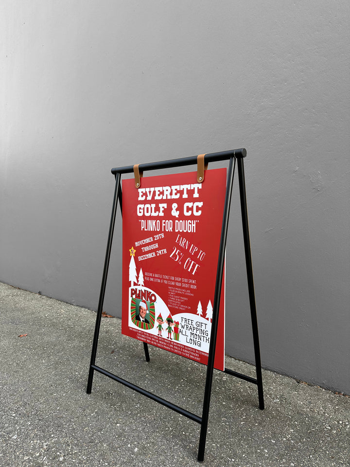 Metal Swing A-Frame Sidewalk Sign with PVC Panel – Durable Outdoor Advertising Sign