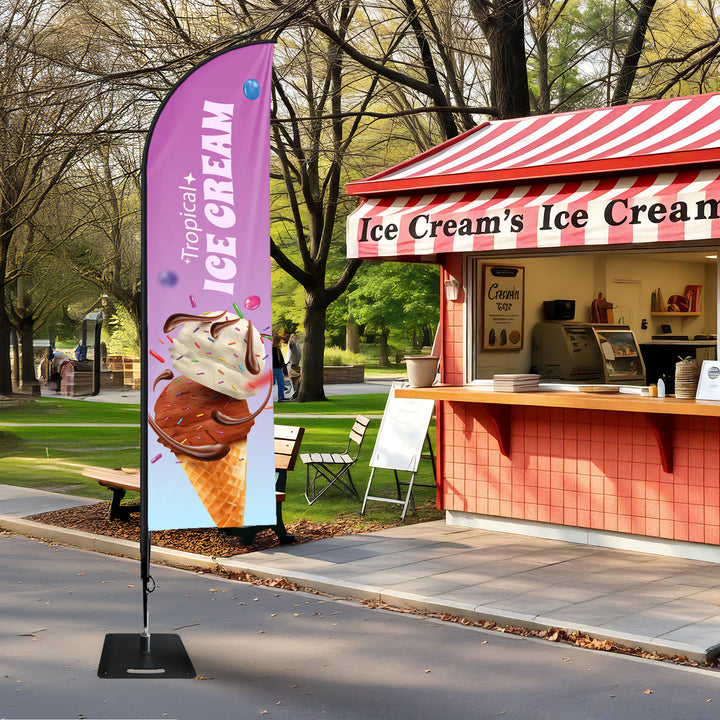 Custom Outdoor Flag – Promotional Advertising Banner with Pole & Base (7'H)