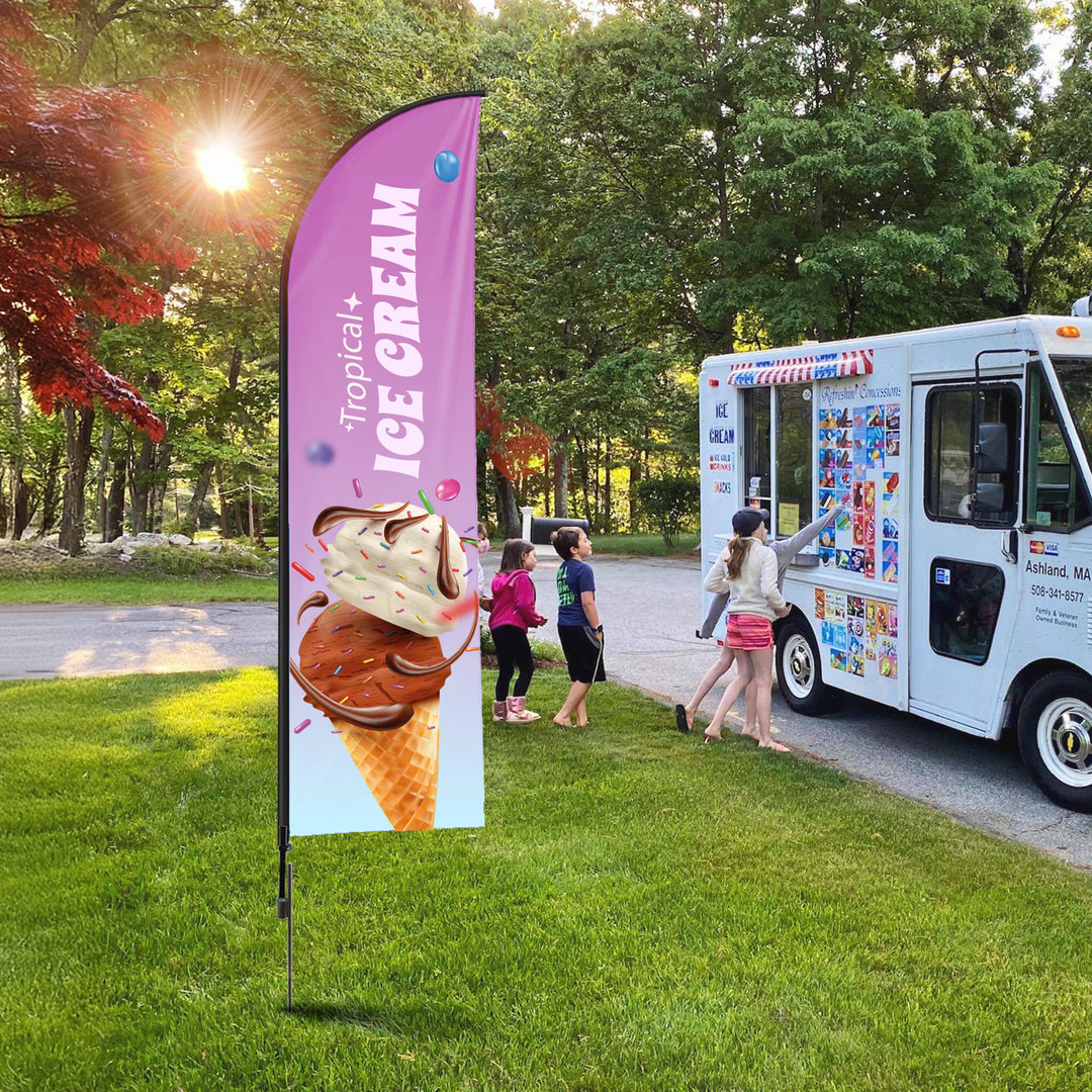 Custom Outdoor Flag – Promotional Advertising Banner with Pole & Base (7'H)