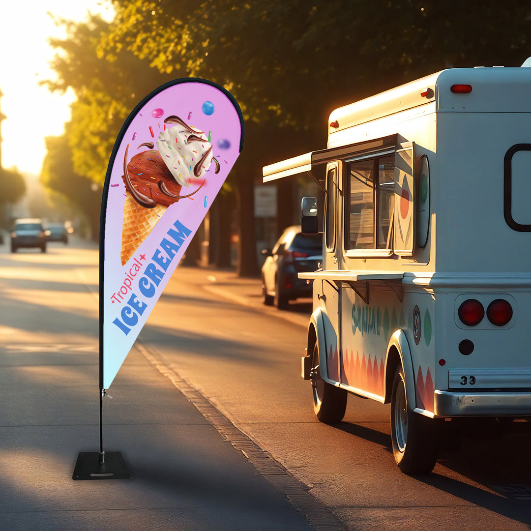 Custom Outdoor Flag – Promotional Advertising Banner with Pole & Base (7'H)