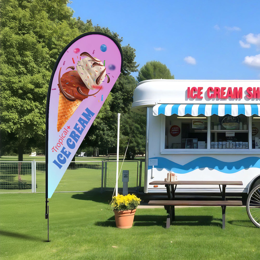 Custom Outdoor Flag – Promotional Advertising Banner with Pole & Base (7'H)