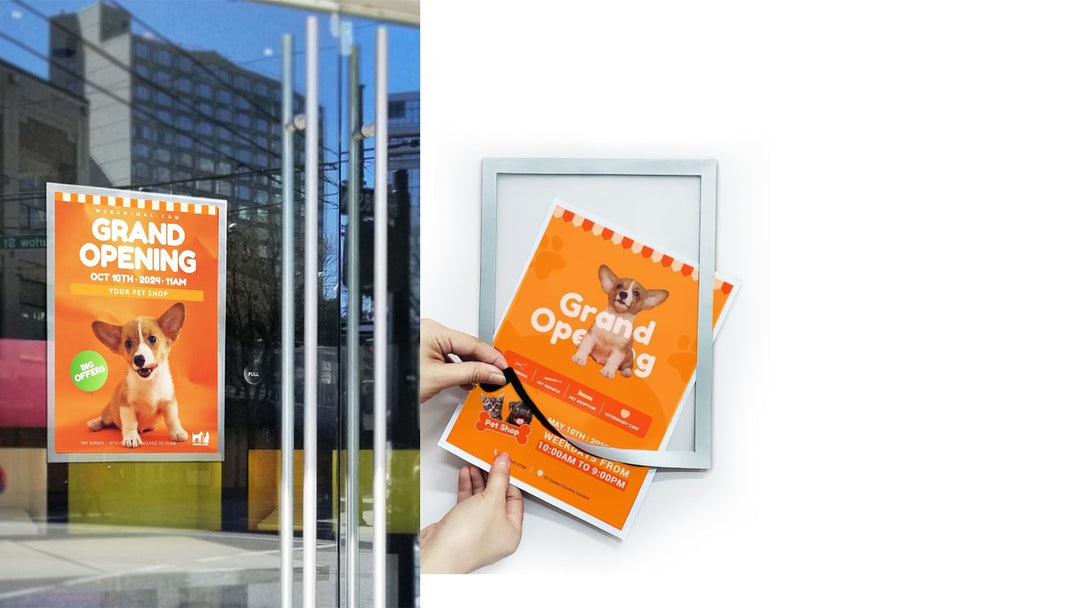 Self-Adhesive and Magnetic Sign Frame – Easy-to-Use Frame for Office & Retail Signage Display (2pcs)
