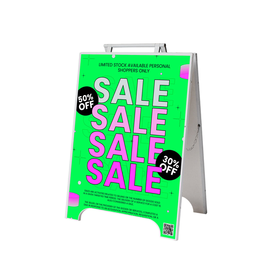 White PVC Plastic Sandwich Board Sign - Durable Outdoor A-Frame Sidewalk Sign Holder