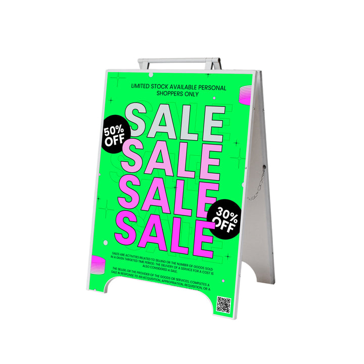 White PVC Plastic Sandwich Board Sign - Durable Outdoor A-Frame Sidewalk Sign Holder
