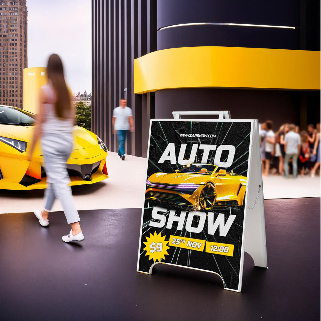 White PVC Plastic Sandwich Board Sign - Durable Outdoor A-Frame Sidewalk Sign Holder