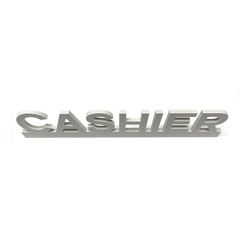 PVC White Cut Out Cashier Sign 20"W x 4½"H - #PVCCASHIER