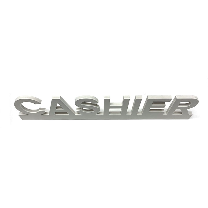 PVC White Cut Out Cashier Sign 20"W x 4½"H - #PVCCASHIER