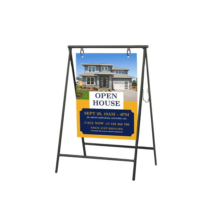 Metal Swing Sign (20 ½ x "W x 32"H)–  Black Powder-Coated Frame for Sidewalk & Retail Display