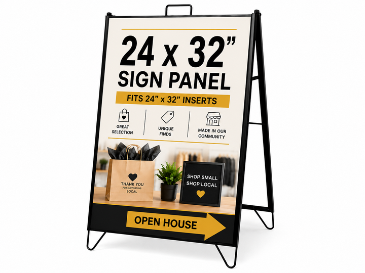 Lightweight Metal A-Frame Sidewalk Sign Holder | Double-Sided 24x32 Sandwich Board – Indoor & Outdoor Use