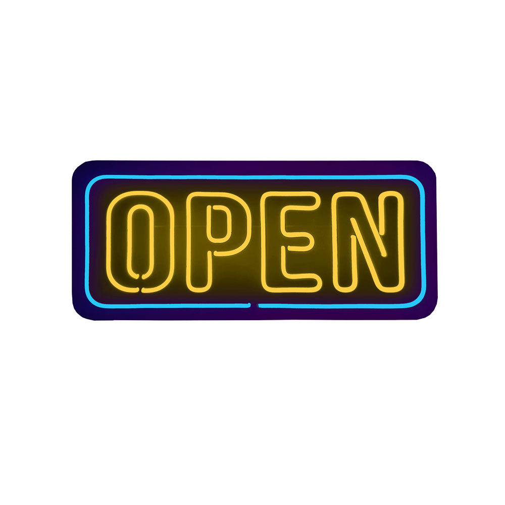 Yellow & Blue LED Open Sign – Neon Style Storefront Sign | Canada ...
