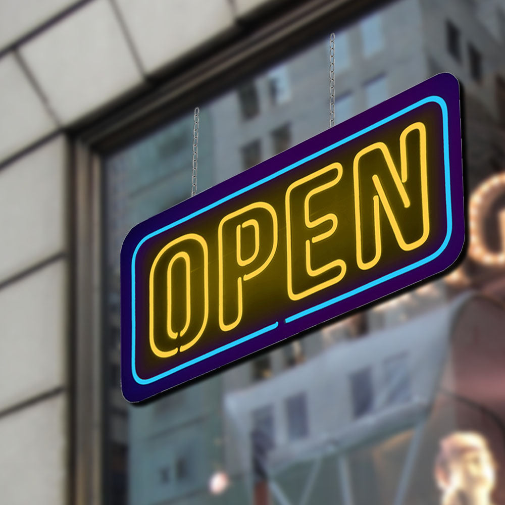Yellow Blue LED Plastic Neon Open Sign