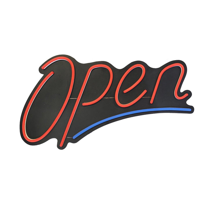 LED Curved Open Sign – Blue and Red Neon Lights for Retail & Commercial Spaces #2028