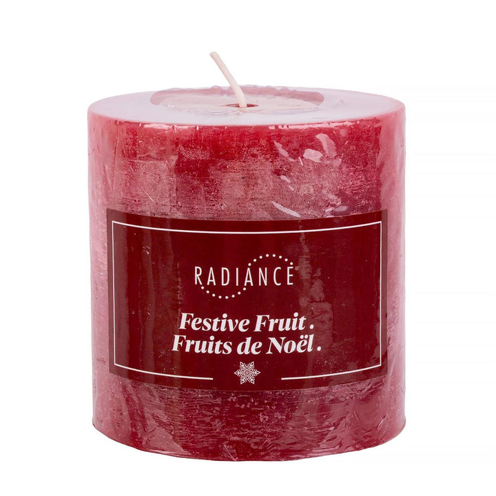 Festive Fruit Scented Pillar Candle – 3x3 | Rustic Finish, Long-Lasting, Warm & Fruity Aroma