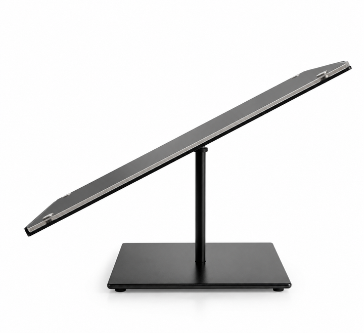 Angled Acrylic Sign Holder Stand 8.5" x 11" – Black Metal Base Tabletop Display