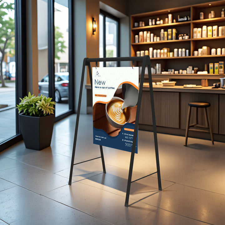 Metal Swing A-Frame Sidewalk Sign with Double Side Printing – Durable Outdoor Advertising Sign