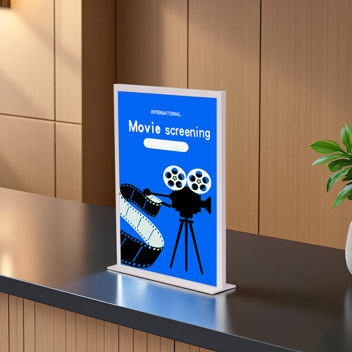 Countertop Metal Sign Holder – Steel Display Stand for Retail Counters & POS, Black or White, Sizes 4″×6″ / 5″×7″ / 8.5″×11″