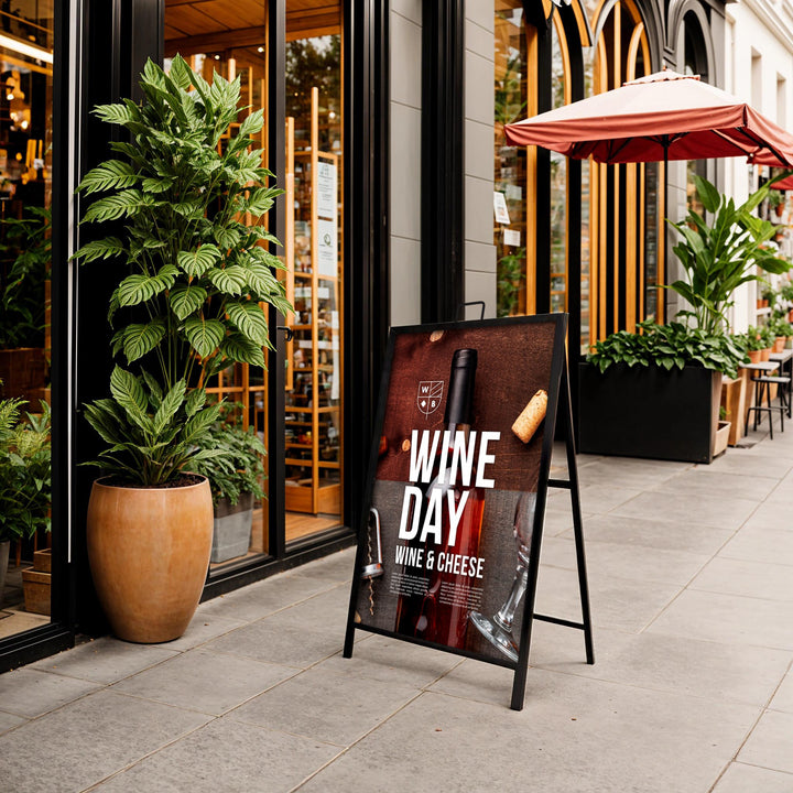 A-Frame 18x24 Black Metal Sidewalk Sign – Durable Outdoor Advertising Display