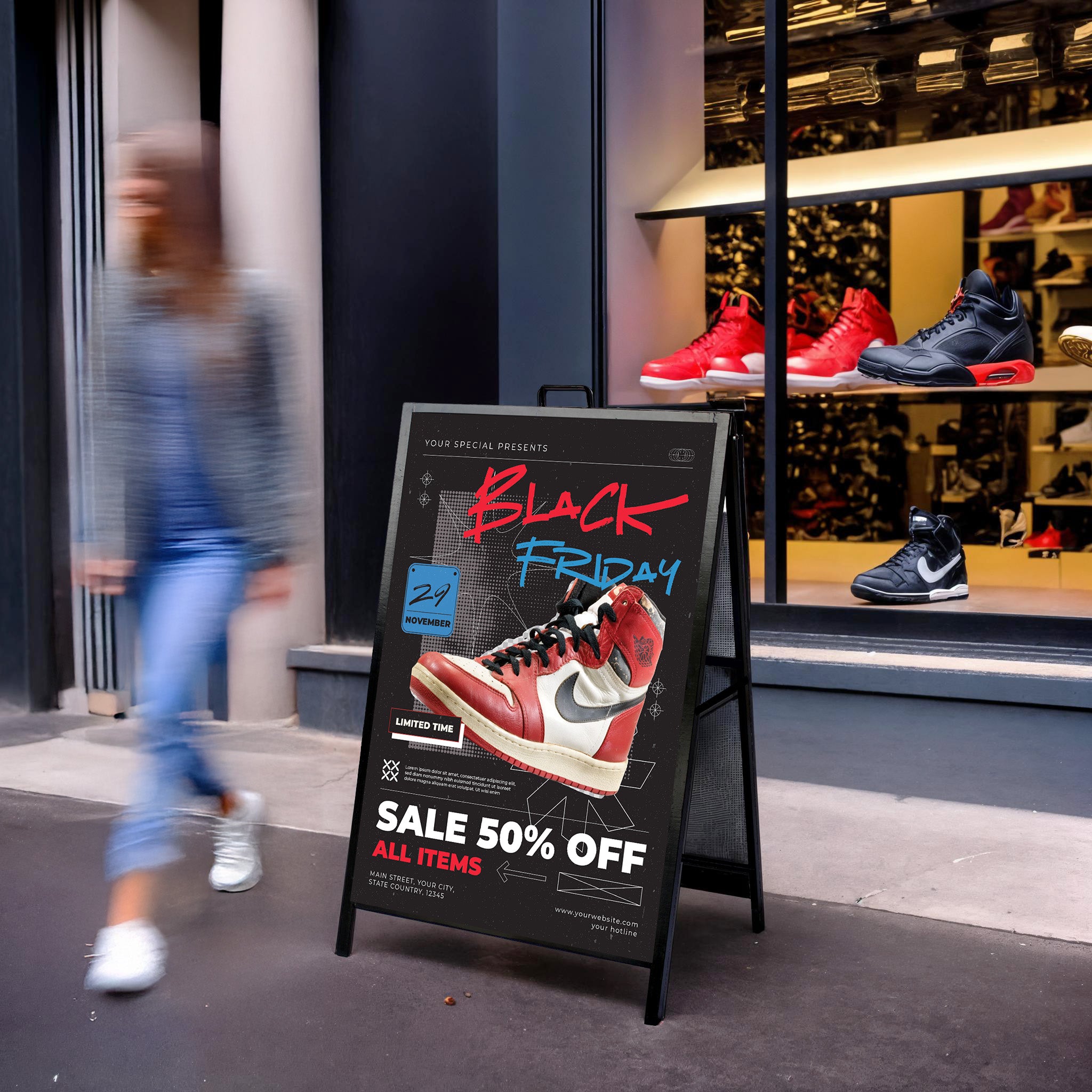 A-Frame 24x36 Black Metal Sidewalk Sign – Durable Outdoor Advertising ...