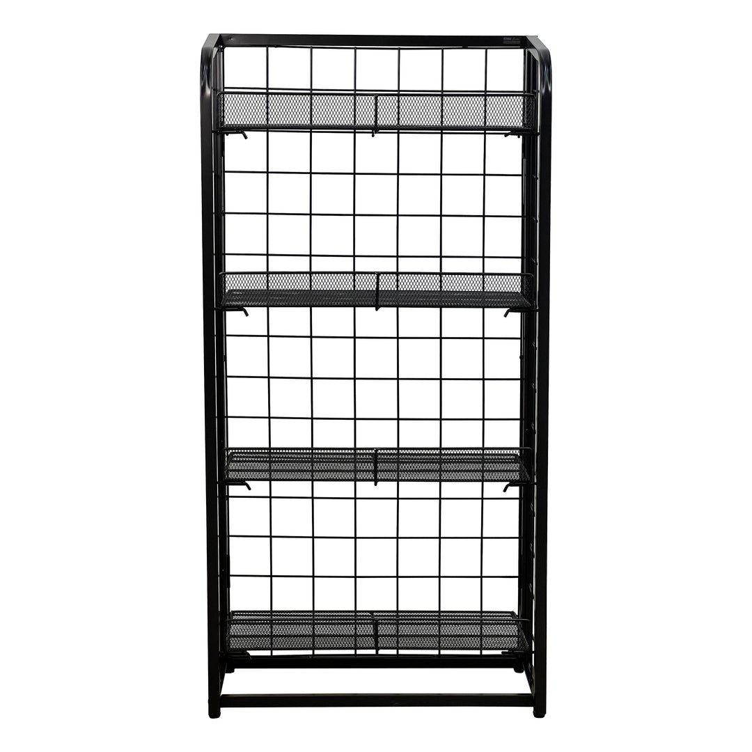 Metal Mesh Retail Rack – 4-Level Freestanding Display Shelf Organizer #A48