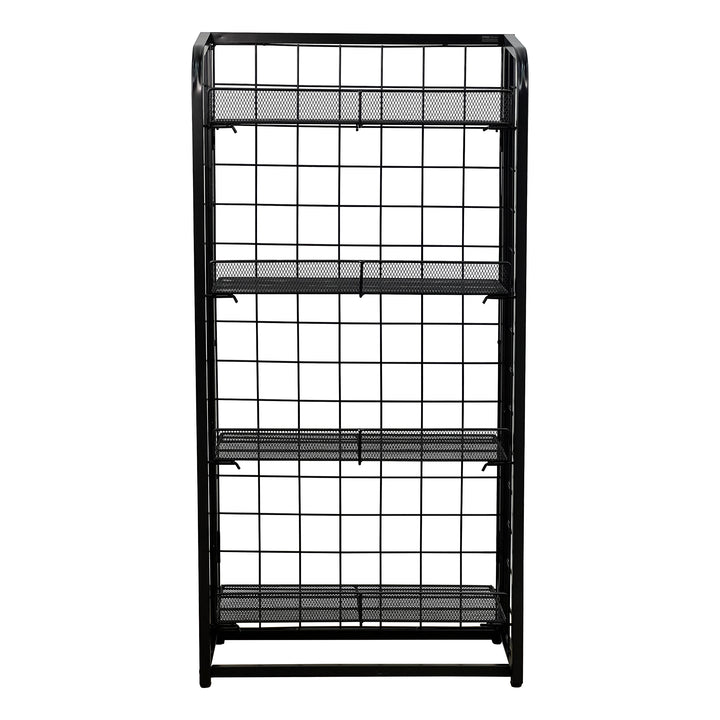 Metal Mesh Retail Rack – 4-Level Freestanding Display Shelf Organizer #A48