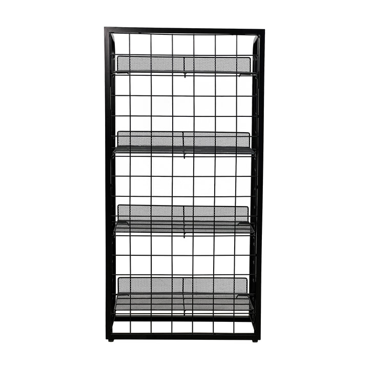 Metal Mesh Retail Rack – 4-Level Freestanding Display Shelf Organizer #A48