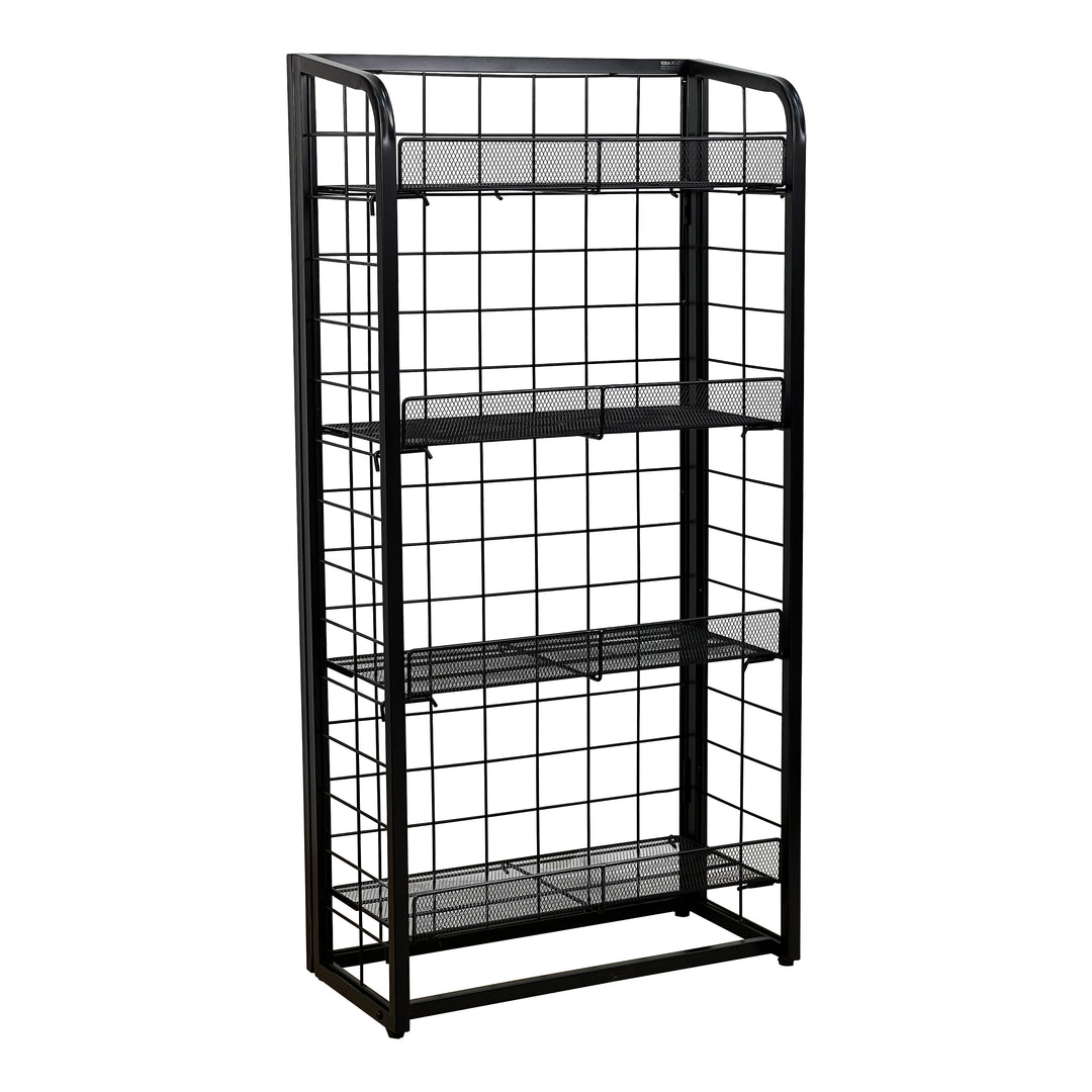 Metal Mesh Retail Rack – 4-Level Freestanding Display Shelf Organizer #A48