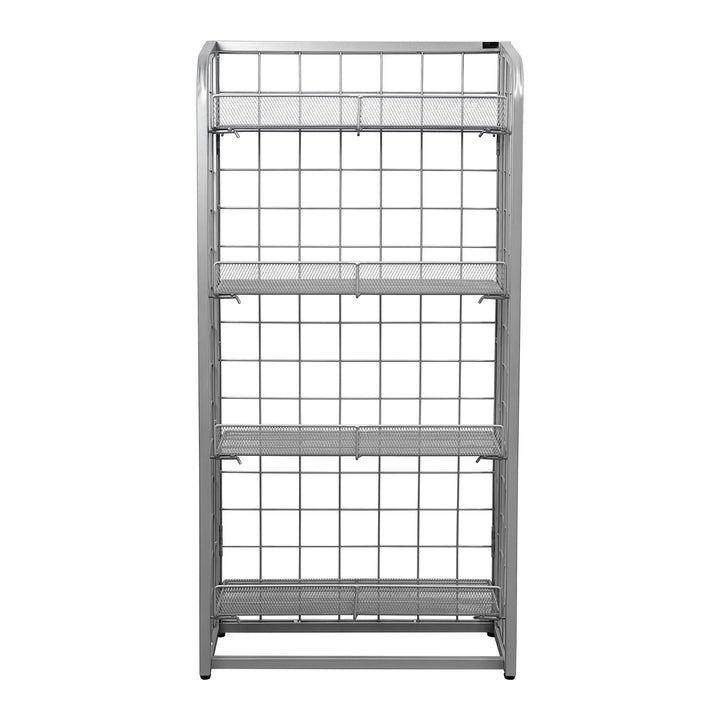 Metal Mesh Retail Rack – 4-Level Freestanding Display Shelf Organizer #A48