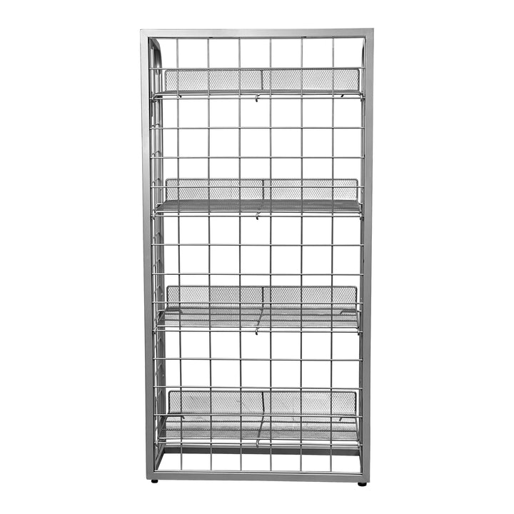 Metal Mesh Retail Rack – 4-Level Freestanding Display Shelf Organizer #A48